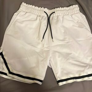 White Athletic Shorts with Black Trim